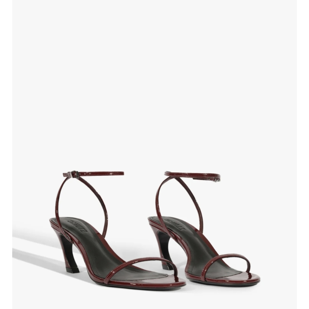 SCHUTZ Burgundy Patent Ankle-Strap Heels